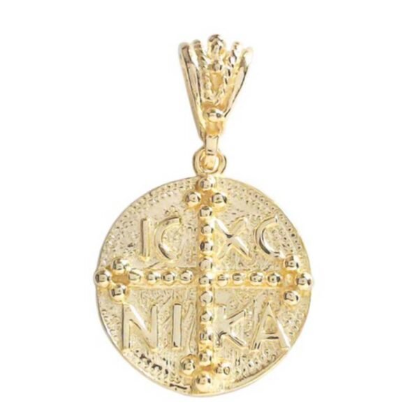 Χρυσό φυλαχτό Κ14 κωνσταντινάτο ICXCNIKA