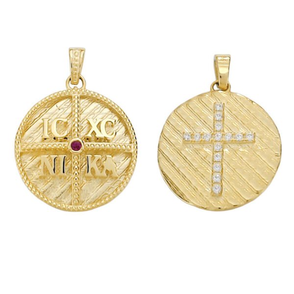 Χρυσό μενταγιόν κωνσταντινάτο Κ14 ICXCNIKA διπλής όψης