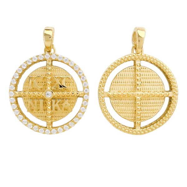 Χρυσό μενταγιόν κωνσταντινάτο Κ14 ICXCNIKA διπλής όψης