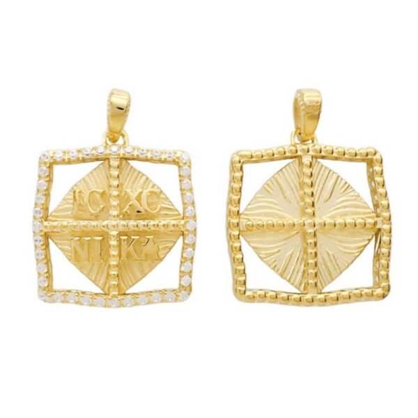 Χρυσό μενταγιόν κωνσταντινάτο Κ14 ICXCNIKA διπλής όψης