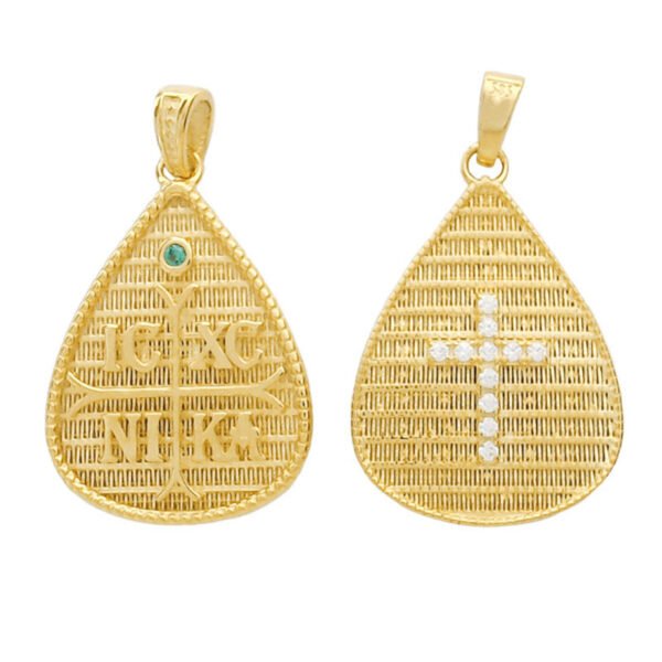 Χρυσό μενταγιόν κωνσταντινάτο Κ14 ICXCNIKA διπλής όψης