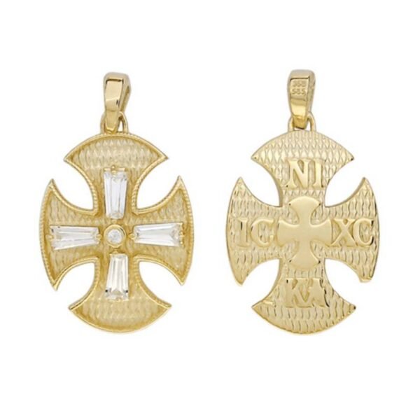 Χρυσό μενταγιόν κωνσταντινάτο Κ14 ICXCNIKA διπλής όψης