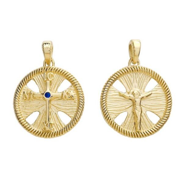 Χρυσό μενταγιόν κωνσταντινάτο Κ14 ICXCNIKA διπλής όψης