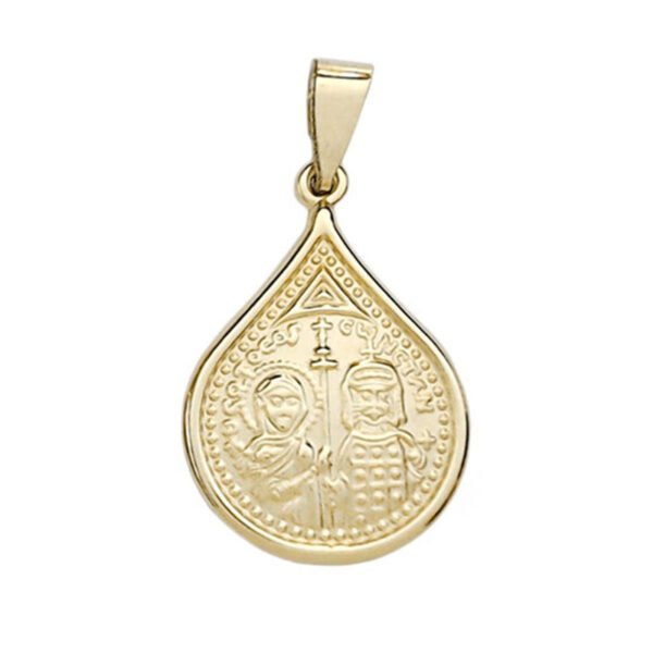 Χρυσό φυλαχτό Κ14 κωνσταντινάτο ICXCNIKA διπλής όψης κ14