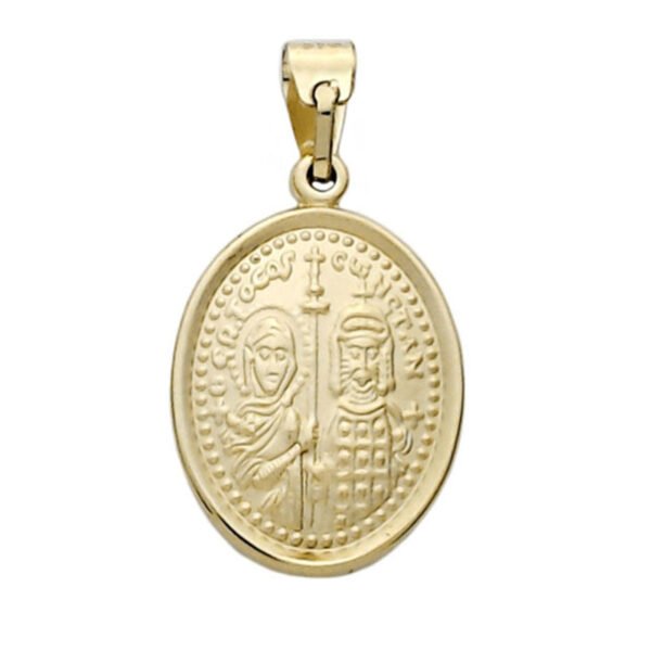 Χρυσό φυλαχτό Κ14 κωνσταντινάτο ICXCNIKA διπλής όψης κ14