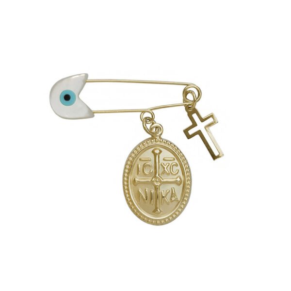 Μενταγιόν φυλακτό κωνσταντινάτο οβάλ μικρό χρυσό Κ14