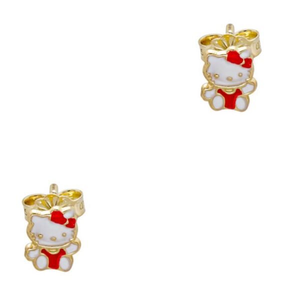 Σκουλαρίκια καρφωτά χρυσά Κ9 hello kitty