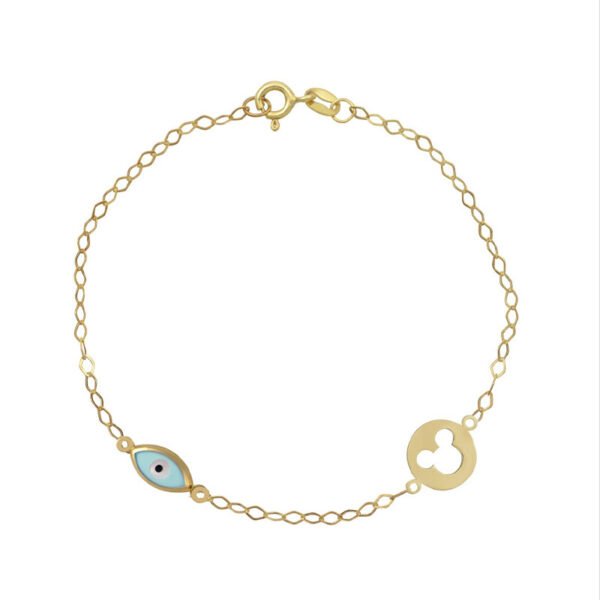 Βραχιολάκι χρυσό Κ14 μίκυ -μάτι