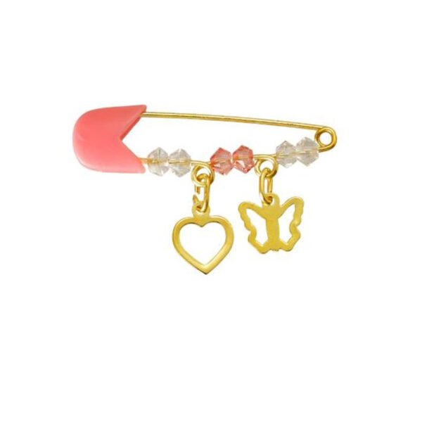 Παραμάνα με χάντρες με "Καρδούλα - Πεταλούδα" σε κίτρινο χρυσό Κ14