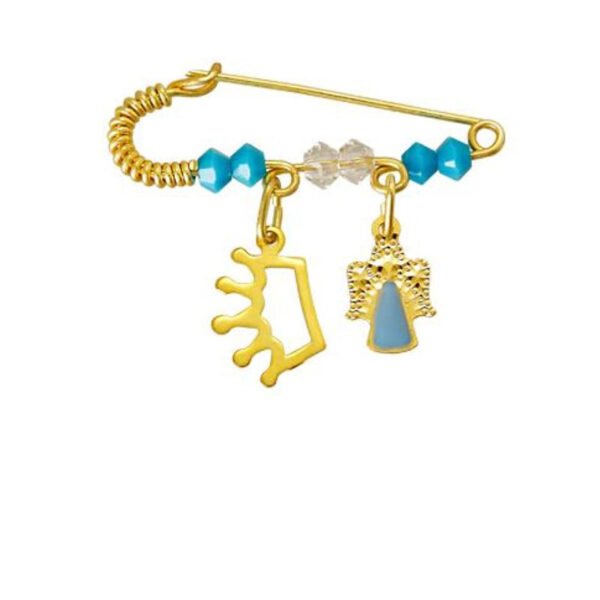 Παιδική παραμάνα με πετρούλες "Κορώνα-Αγγελάκι" κίτρινος χρυσός 14K