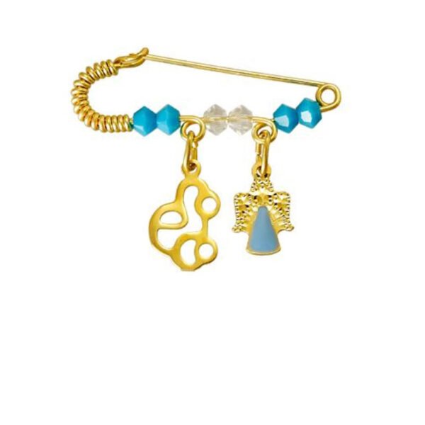 Παιδική παραμάνα με πετρούλες "Αγγελάκι-Αυτοκινητάκι" κίτρινος χρυσός 14K