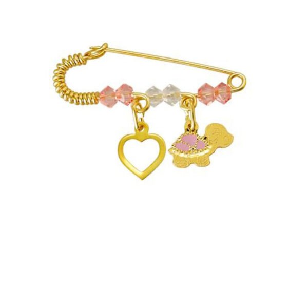 Παιδική παραμάνα με πετρούλες "Καρδιά-Χελώνα" κίτρινος χρυσός 14K