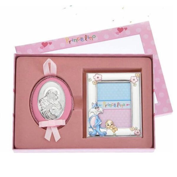 Παιδικό σετ κορνίζα-εικόνα ασημένια Princelino.MA/S132-2R