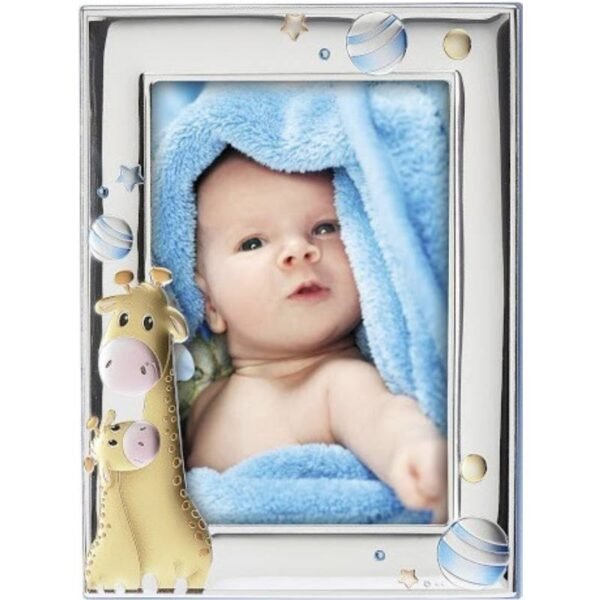 Παιδική κορνίζα καμηλοπάρδαλη για αγόρι ασημένια 925 (13X18)