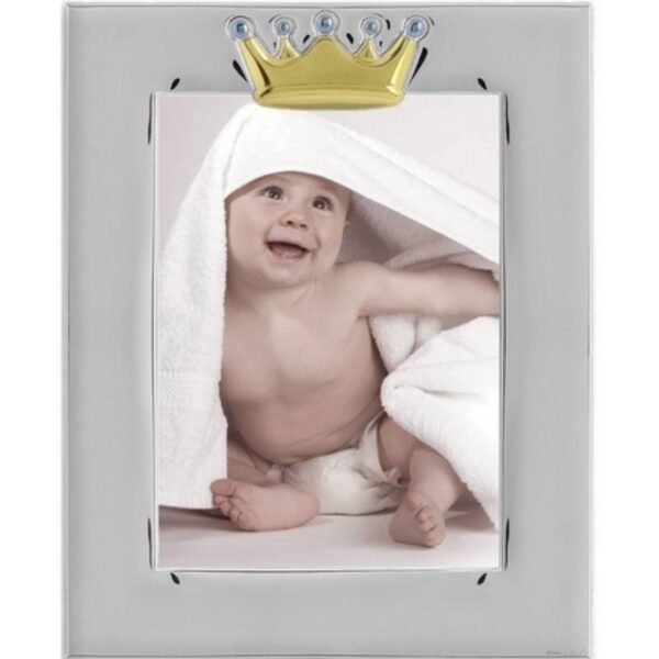 Παιδική κορνίζα κορώνα ασημένια 925 princelino