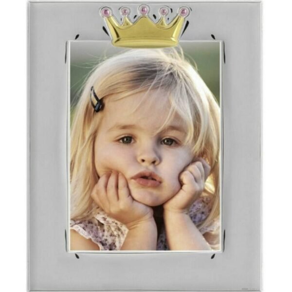 Παιδική κορνίζα κορώνα ασημένια 925 princelino