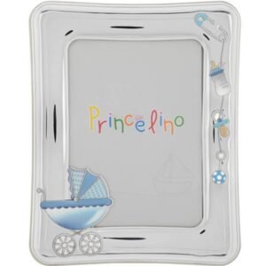 Παιδική κορνίζα καροτσάκι για αγόρι ασημένια 925 princelino