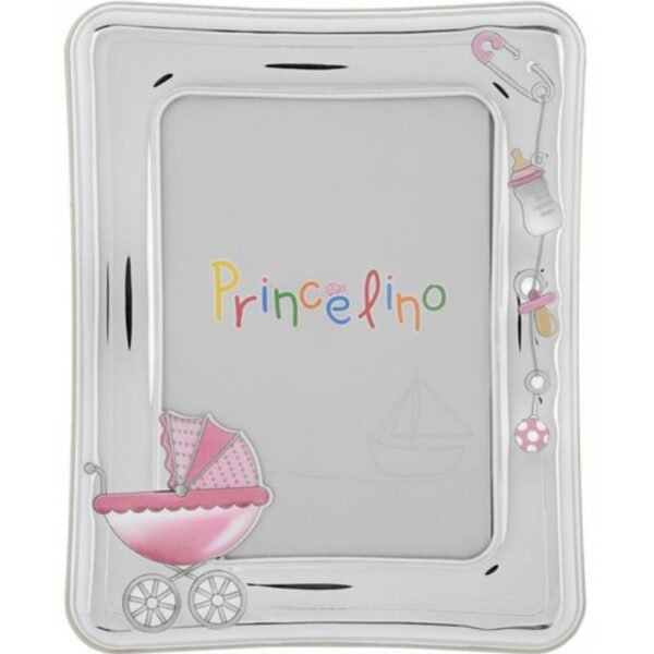 Παιδική κορνίζα καροτσάκι για κορίτσι ασημένια 925 princelino