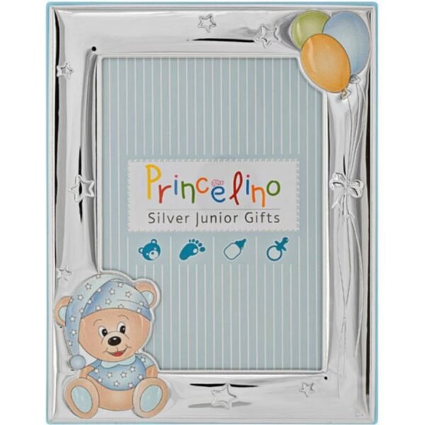 Παιδική κορνίζα αρκουδάκι για αγόρι ασημένια 925 princelino