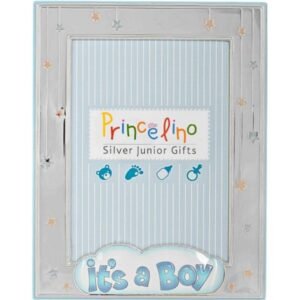 Παιδική κορνίζα '' its a boy '' αστεράκια για αγόρι ασημένια 925 princelino