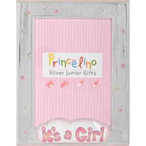 Παιδική κορνίζα '' its a girl '' αστεράκια για κορίτσι ασημένια 925 princelino