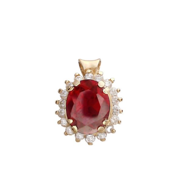 Μενταγιόν σε κίτρινο χρυσό Κ14 με κόκκικο και λευκά ζιργκόν
