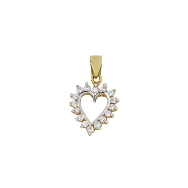 Μενταγιόν με σχήμα καρδιάς σε κίτρινο χρυσό Κ14 με ζιργκόν