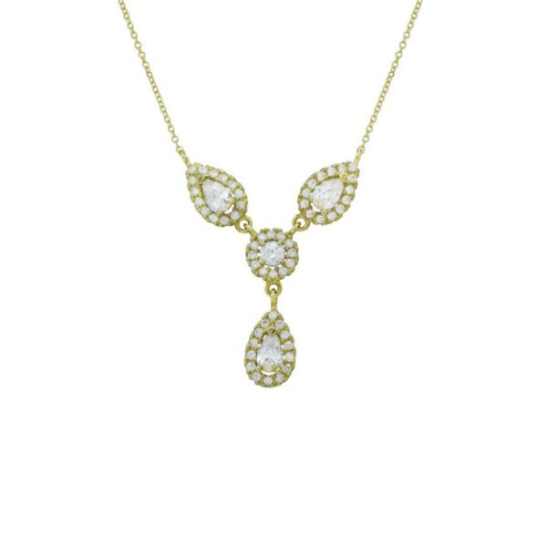 Χρυσό κολιέ σταγόνες ροζέτα Κ14