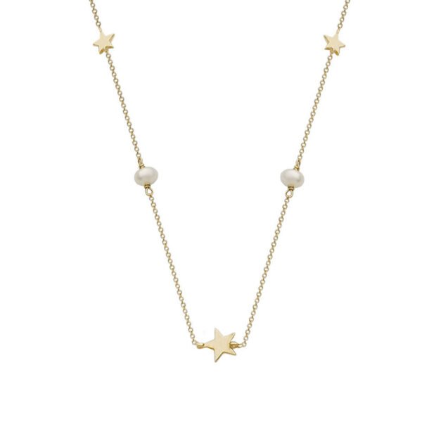 Κολιέ σε κίτρινο χρυσό Κ14 αστέρι με μαργαριτάρια