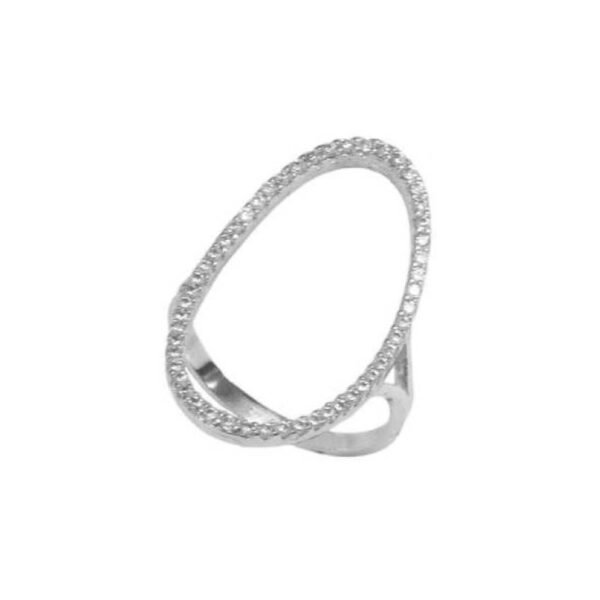 Λευκόχρυσο Κ14 οβάλ πολύπετρο δαχτυλίδι