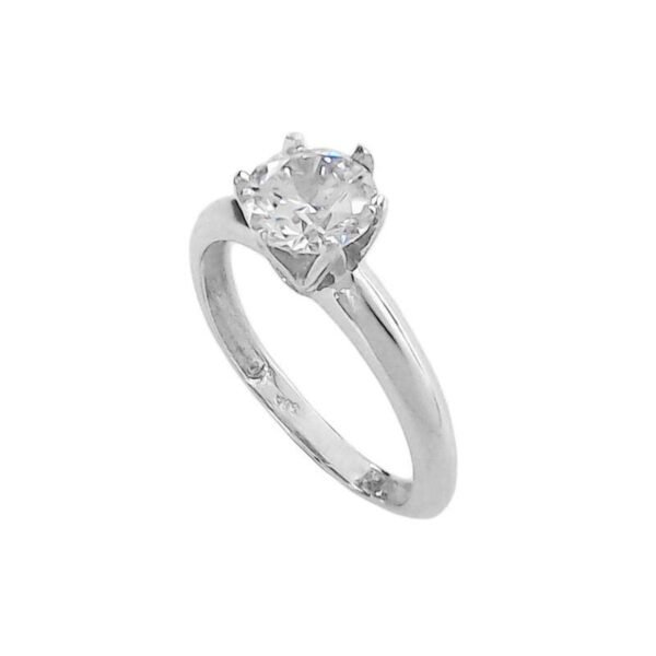 Γυναικείο μονόπετρο δαχτυλίδι σε λευκό χρυσό Κ14 με ζιργκόν