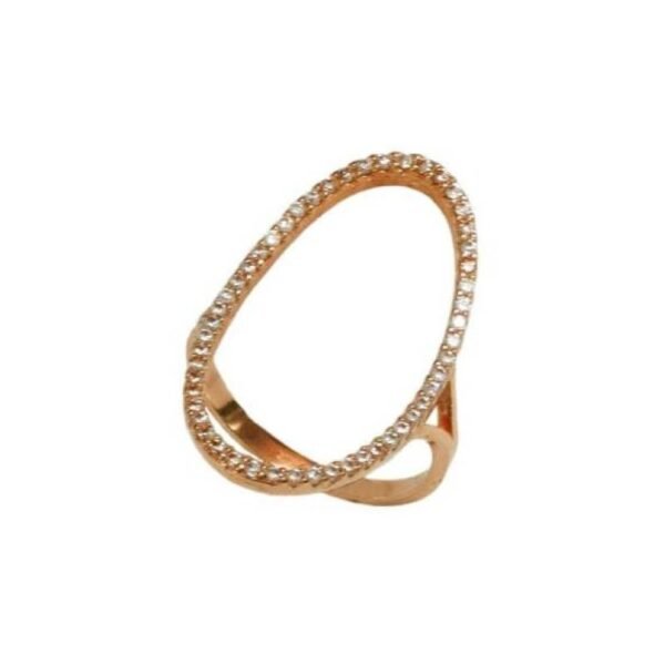 Ροζ χρυσό οβάλ Κ14 πολύπετρο δαχτυλίδι