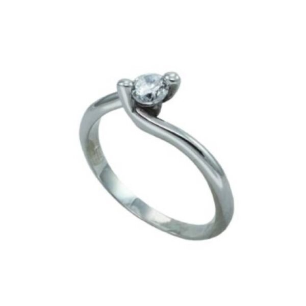Γυναικείο μονόπετρο δαχτυλίδι σε λευκό χρυσό Κ14 με ζιργκόν