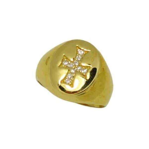 Χρυσό δαχτυλίδι Κ14 chevalier σταυρός