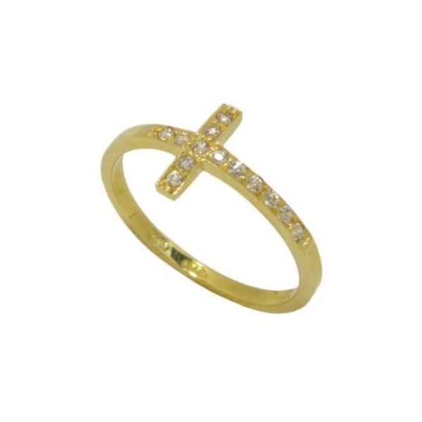 Χρυσό δαχτυλίδι Κ14 σειρέ σταυρός