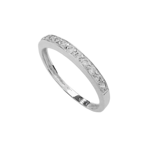 Γυναικείο δαχτυλίδι σε λευκόχρυσο Κ14 σειρέ με λευκά ζιργκόν