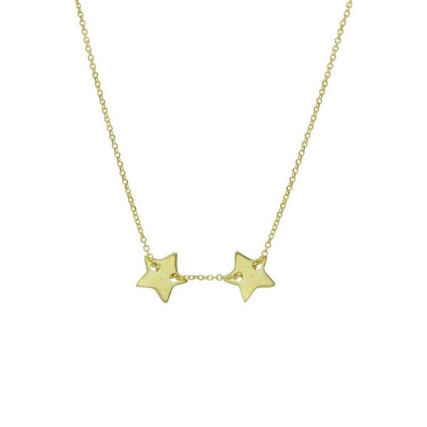 Κολιέ σε κίτρινο χρυσό Κ14 δύο αστεράκια λουστρέ