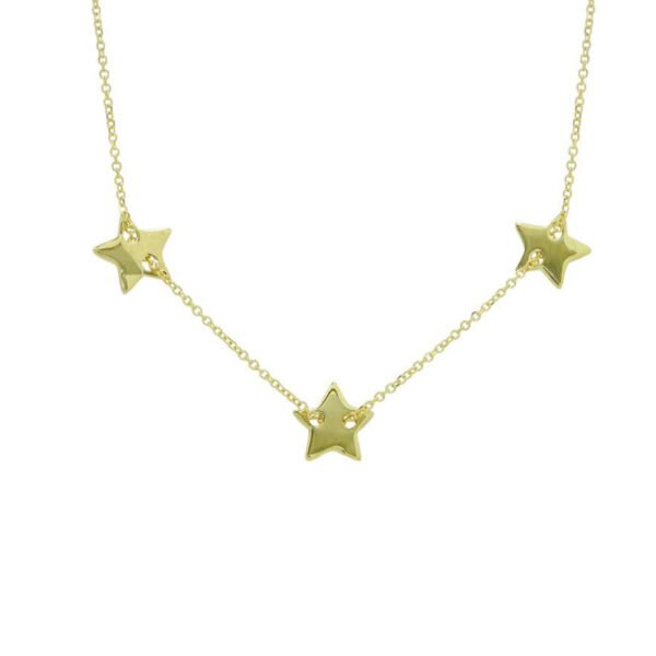 Κολιέ σε κίτρινο χρυσό Κ14 τρια αστεράκια λουστρέ