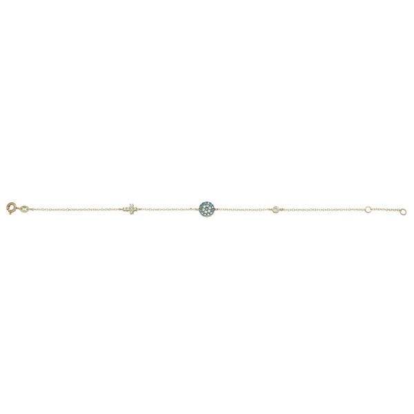 Βραχιόλι χρυσό κ14 "μάτι στρόγγυλο με σταυρό" διπλής όψης