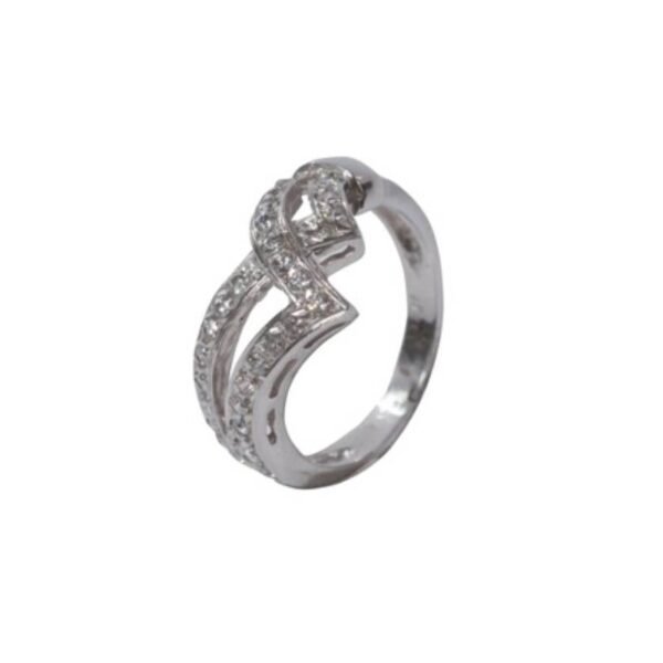 Γυναικείο δαχτυλίδι σε λευκό χρυσό Κ14 με λευκά ζιργκόν