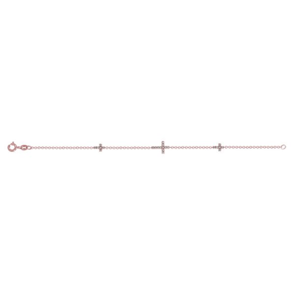 Βραχιόλι ρόζ χρυσό Κ14 με μικρά σταυρουδάκια διπλής όψης