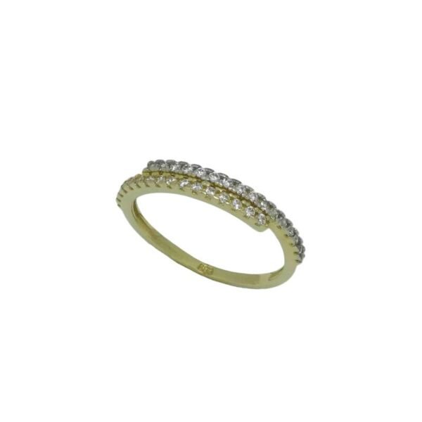 GK1410011 Γυναικείο Δαxτυλίδι σειρέ 14Κ Κίτρινο Χρυσό με λευκά Ζιργκόν.