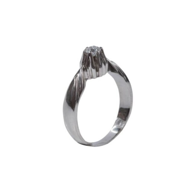 Γυναικείο δαχτυλίδι μονόπετρο σε λευκό χρυσό Κ18 με μπριγιάν