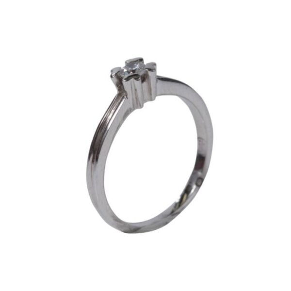 Γυναικείο δαχτυλίδι μονόπετρο σε λευκό χρυσό Κ14 με λευκό ζιργκόν
