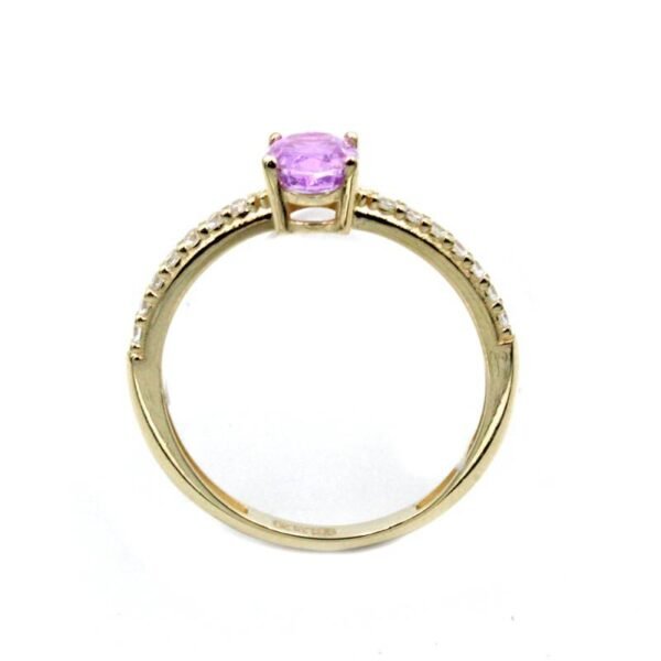 Δαχτυλίδι Κ14 ροζέτα με ρόζ και λευκά ζιργκόν