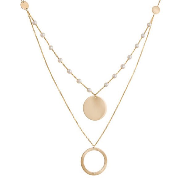 Κολιέ σε κίτρινο Χρυσό Κ14 κύκλοι με μαργαριτάρια