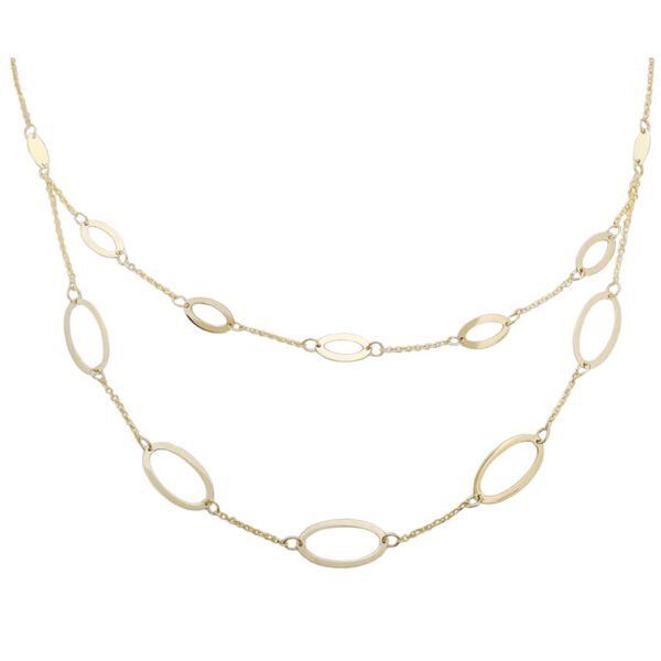 Χρυσό κολιέ κ14 οβάλ με διπλή αλυσίδα