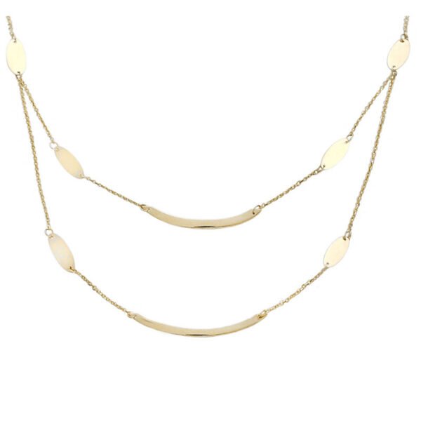 Χρυσό κολιέ κ14 οβάλ μπάρες με διπλή αλυσίδα