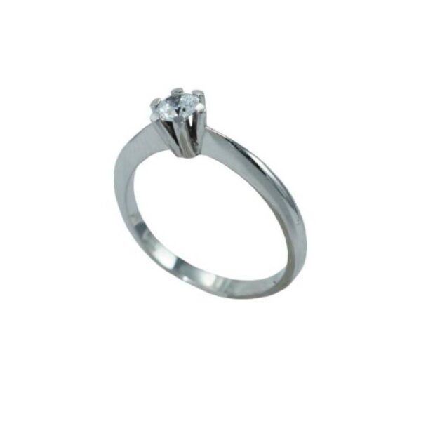 Γυναικείο μονόπετρο δαχτυλίδι σε λευκό χρυσό Κ14 με ζιργκόν