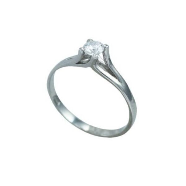 Γυναικείο μονόπετρο δαχτυλίδι σε λευκό χρυσό Κ14 με ζιργκόν